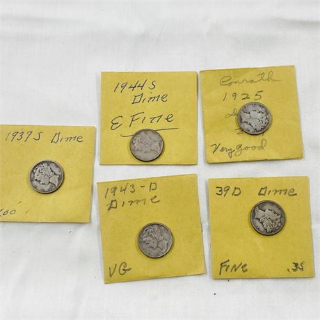 5 Mercury Dimes