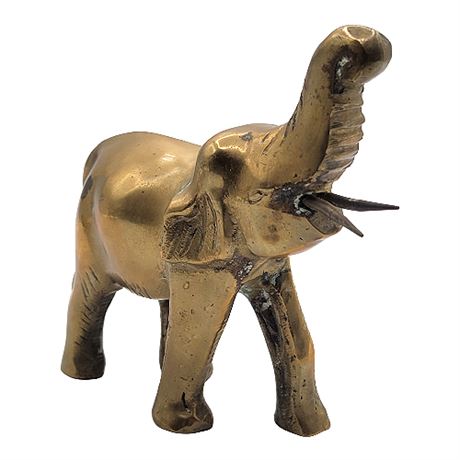 Vintage Brass Trunk Up Elephant Figurine