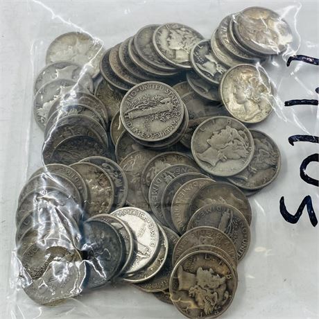 59 Unsearched 1940’s Mercury Silver Dimes