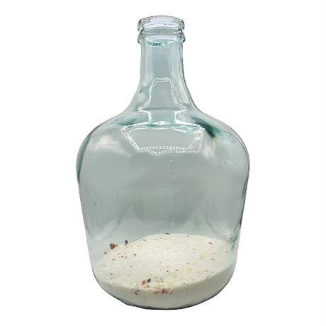 Large Aqua Glass Demijohn Bottle w/ Rose Salts