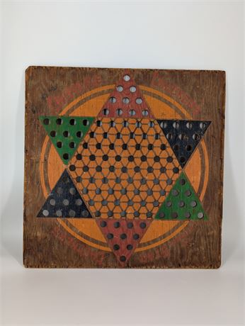 Antique Wood Chinese Checkerboard 15.25"