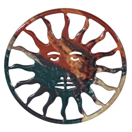 Artisan Sunburst Pin with Multicolor Finish and Openwork Design