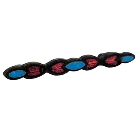 Vintage Red and Blue Enamel Mini Bar Pin