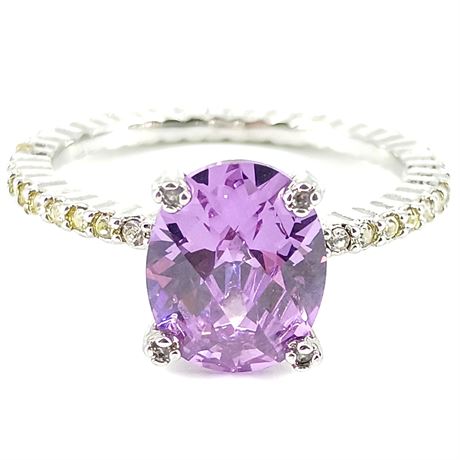 Size 10.5 Ring with Pink and Clear Rhinestone
