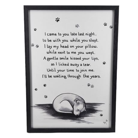 "I Came to You Late Last Night" Framed Dog Print