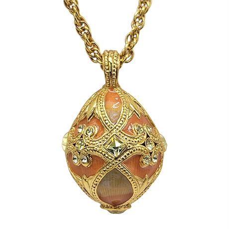 Joan Rivers Faberge Inspired Enamel Egg Pendant Necklace