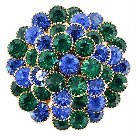 Vintage Stacked Rhinestone Circle Brooch