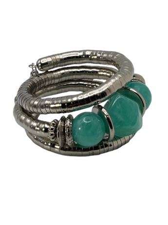 Metal faux  turquoise stone layered rope bracelet
