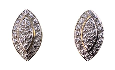 Sterling Silver, Diamond & Gold Vermeil Pierced Earrings
