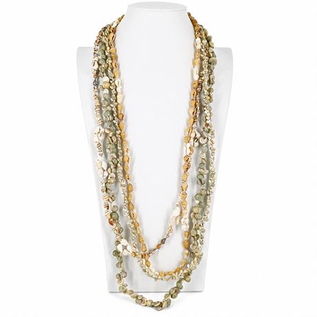 Four Vintage Natural Seashell Necklaces in Assorted Styles, Bohemian Beach Style