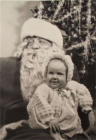 Vintage 1949 Photograph ~ BABY GIRL & CRANKY SANTA