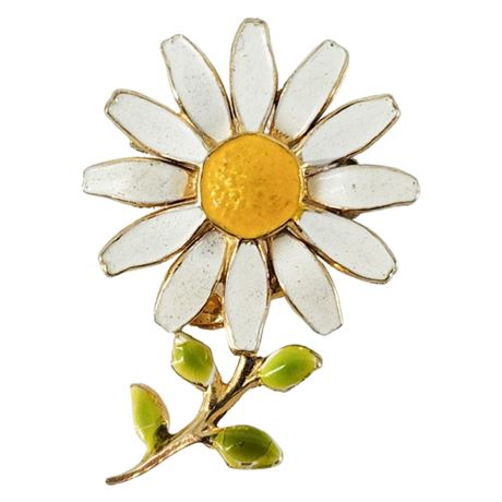 Vintage Enamel Daisy Brooch