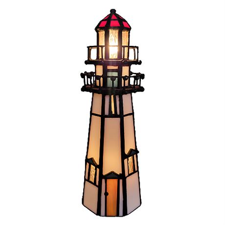 Vintage Century Classics Marblehead Lighthouse Stained Glass Accent Lamp