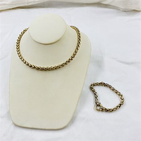 39g Vtg Designer Sterling Necklace + Bracelet Set