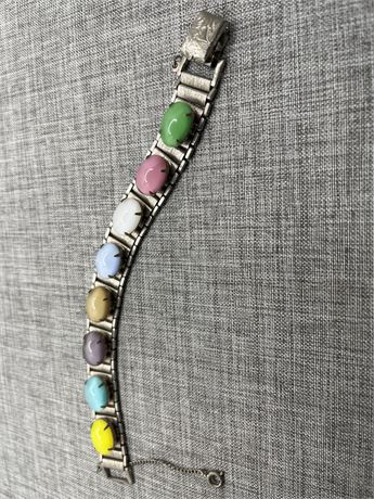 Vintage Cabachon multi egg color stone bracelet