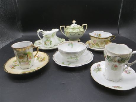 RS Prussia Sugar Bowl & Tea Cups