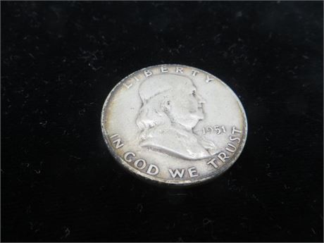 1951 D Ben Franklin Half Silver Dollar