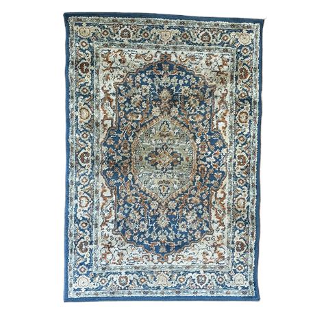 Vintage Wool Cream & Blue Area Rug