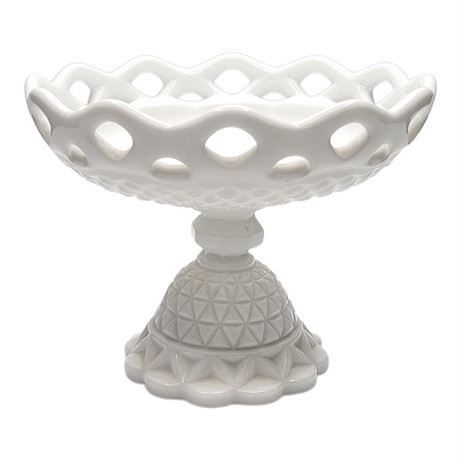 Imperial Glass "Lace Edge Milk Glass" Round Compote
