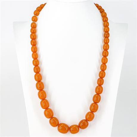 Vintage Faux Amber Lucite Beaded Necklace