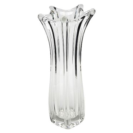 Mid-Century Murano Style 5-Point Clear 9" Swung Glass Vase