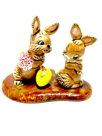 Vtg Ceramic Cutesy Easter Bunny Figurines