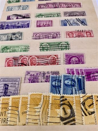 47 Vintage 1-4 cent US Postage Stamps