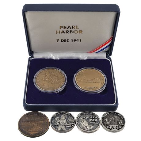 Pearl Harbor / Apollo 11,12,13 / Daniel Boone Homestead Collector Coins