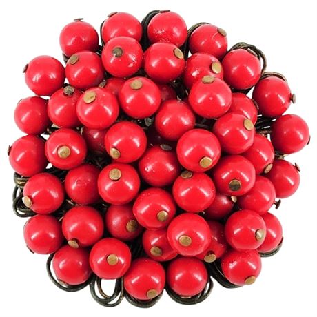 Unsigned Early MIRIAM HASKELL Red Beaded Brooch