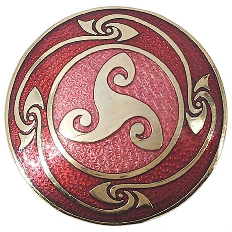 Vintage Celtic Sea Gems Guilloche Enamel Celtic Knot Brooch