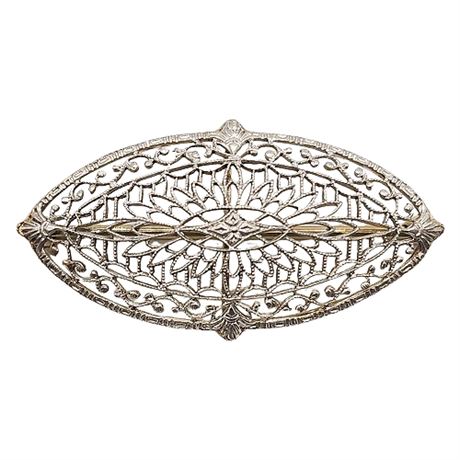 Antique Victorian 14K White Gold Filigree Brooch