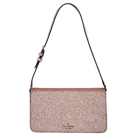 Kate Spade Pale Pink Glitter Tinsel Flap Shoulder Bag