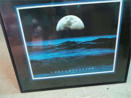 Contemplation by Christian Michaels Featuring Moon Rise Over Stormy Ocean