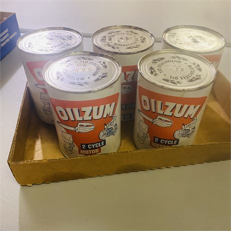 6 NOS Oilzum Quart Cans