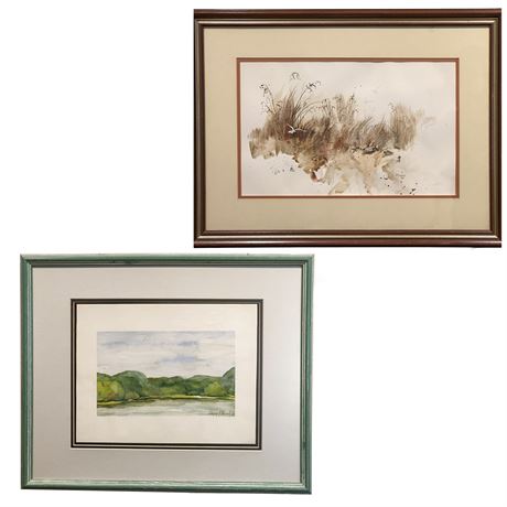 Pair of Vintage Signed, Framed Original Watercolor Paintings