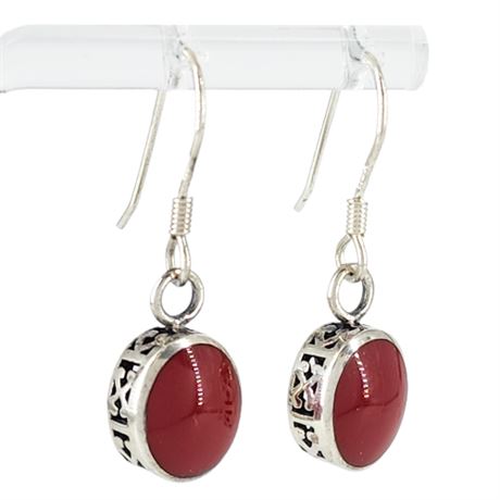 Signed Silpada Sterling Silver Red Enamel Earrings