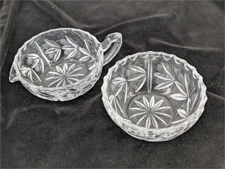 American Brilliant Cut Glass Creamer + Sugar Bowl