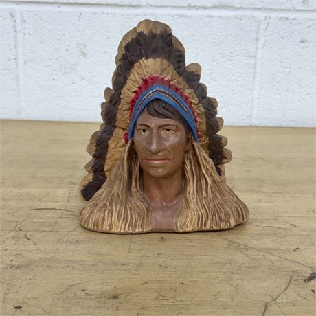 Vintage Hand Painted Native American Bank
