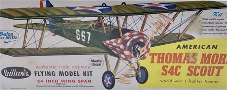 NOS Guillow’s Thomas Morse S4C Scout WWI 24” Balsa Airplane Kit