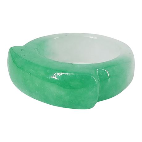 Vintage Genuine Jade Saddle Ring, Sz 9