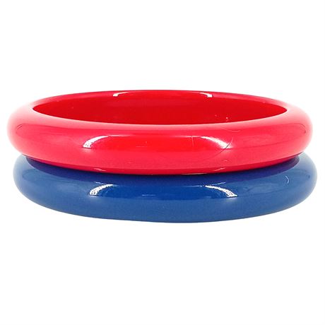 Vintage Red and Blue Acrylic Bangle Bracelets