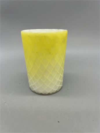 Antique Yellow Diamond Quilt Tumbler Mt Washington?