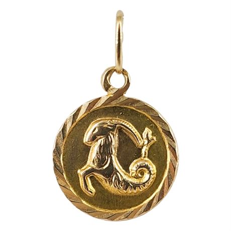 Vintage 14K Gold Capricorn Zodiac Pendant