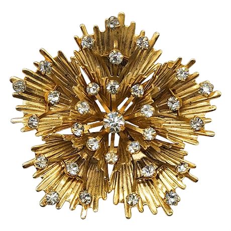 Vintage EMMONS Modernist Rhinestone Flower Brooch