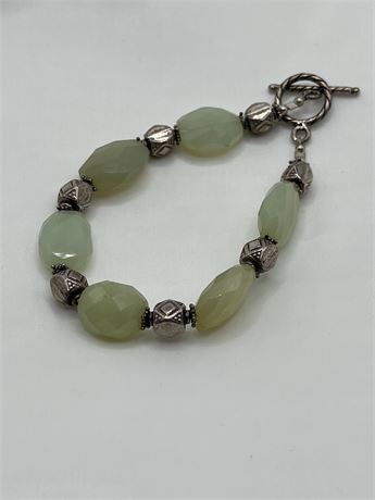 Polish Jade and silver bracelet