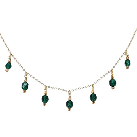 Artisan Made Gold Tone Faceted Crystal Bead Drops Necklace