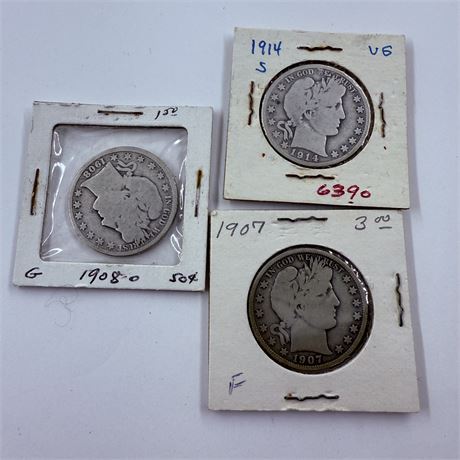 3 Barber Half Dollars
