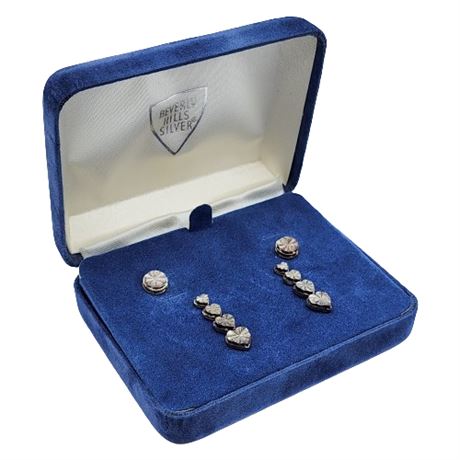 Signed Beverly Hills Sterling Silver Earring Set in Box