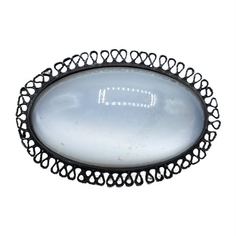 Victorian Sterling Silver Moonglow Cabochon Brooch