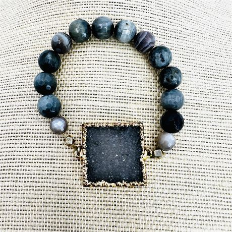 Druzy and Stone Beaded Bracelet